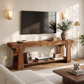 Mobile TV Country in Legno Massello con Gambe Curve ad A, 160 cm, per Soggiorno 3