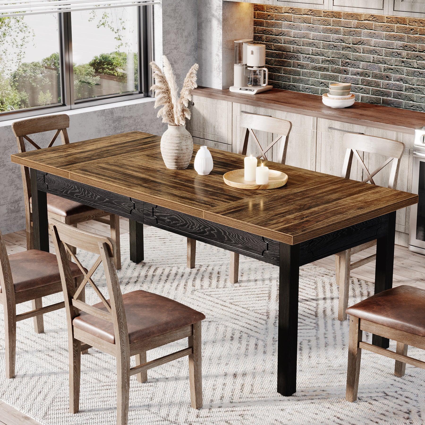 Tribesigns Tavolo da pranzo, tavolo da cucina da 160 cm per 4-6 persone