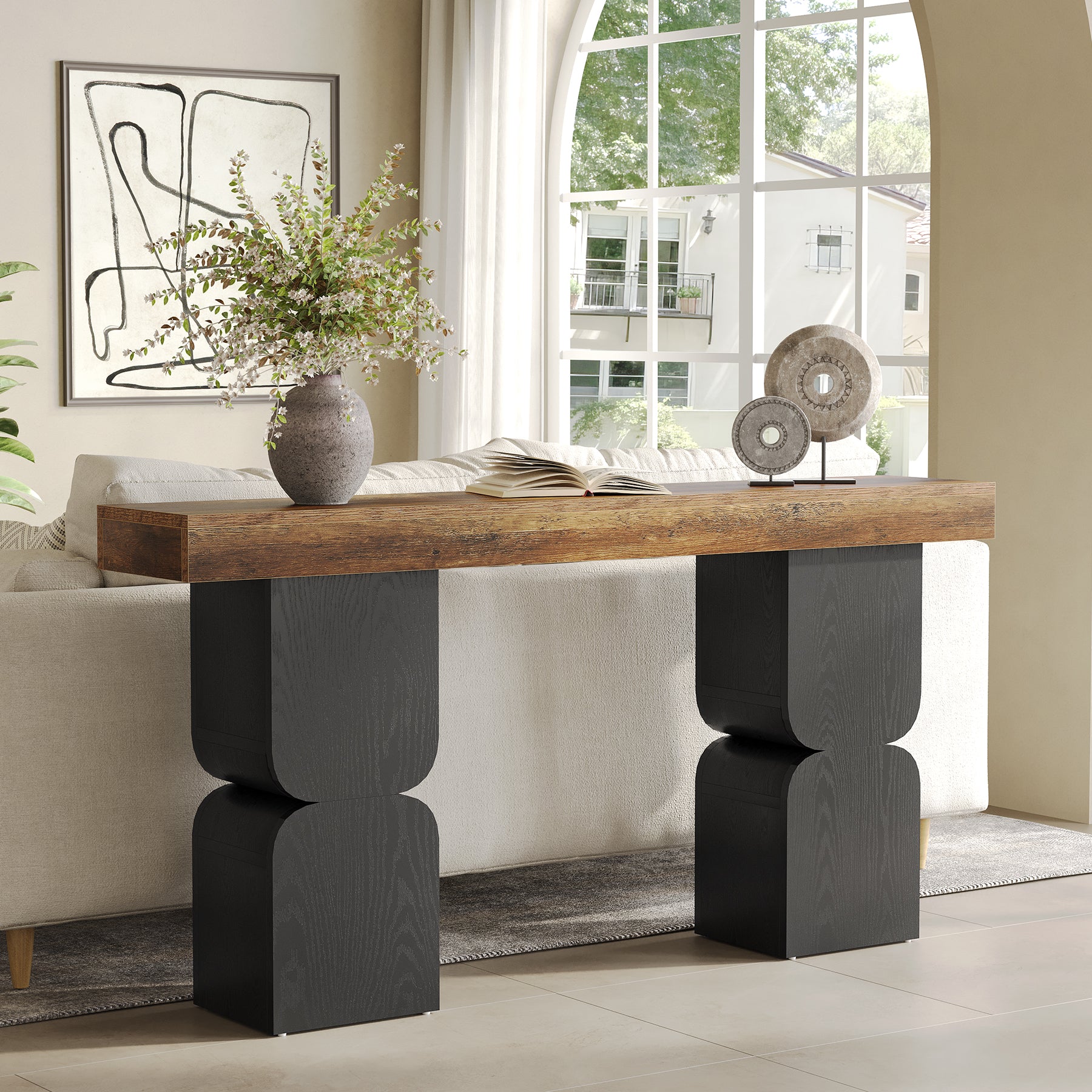Tribesigns Tavolino consolle da 160 cm, tavolino da divano da posizionare dietro il divano con design a blocchi di colore