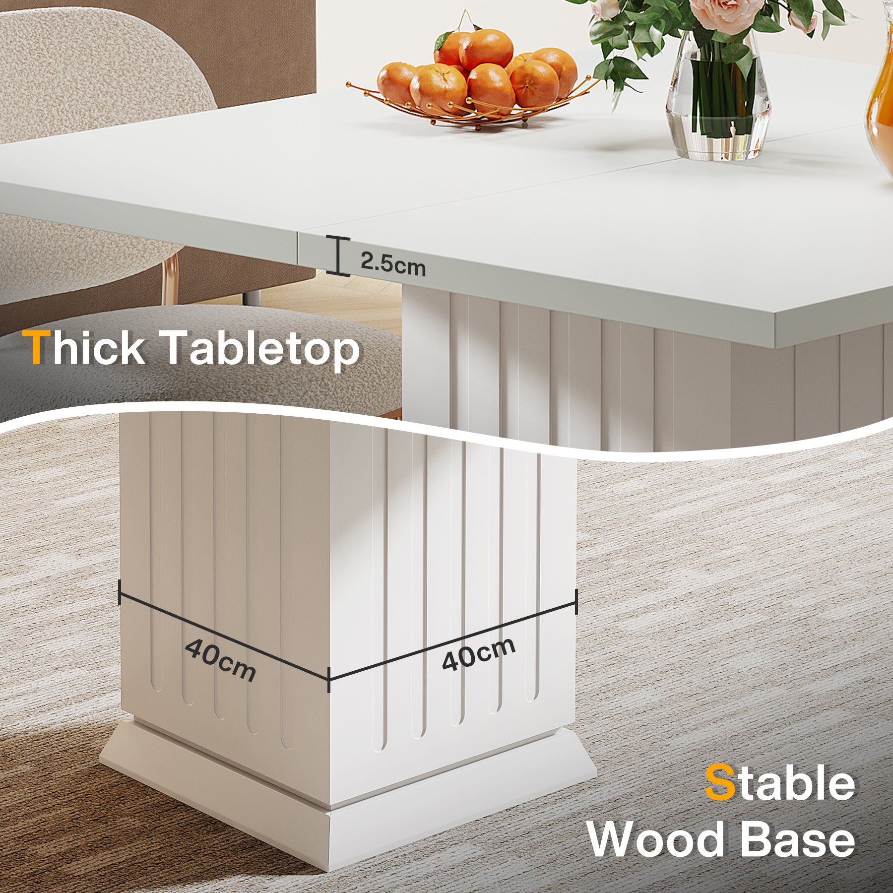 Tribesigns Tavolo da pranzo, 90 cm tavolo da cucina quadrato con robusta base