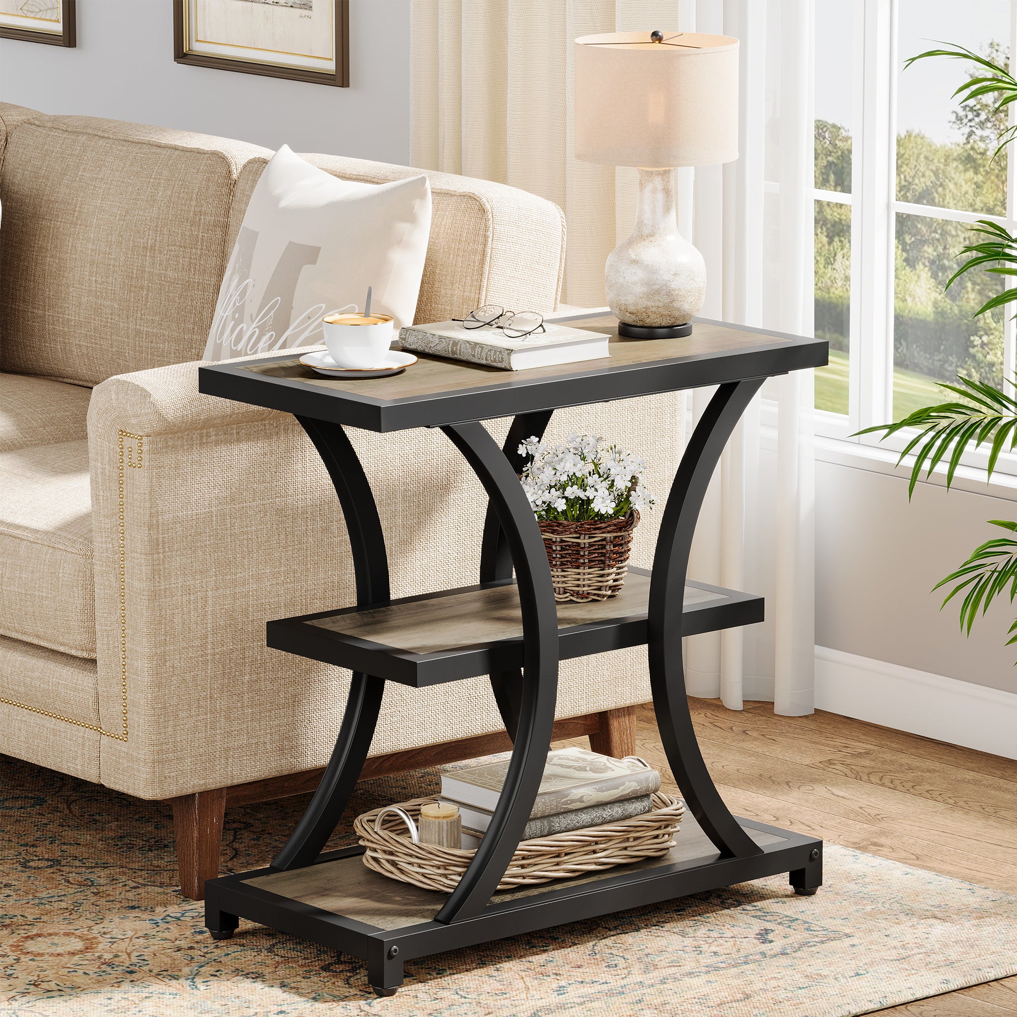 Tribesigns 60 cm Tavolino, tavolino a 3 livelli con design geometrico