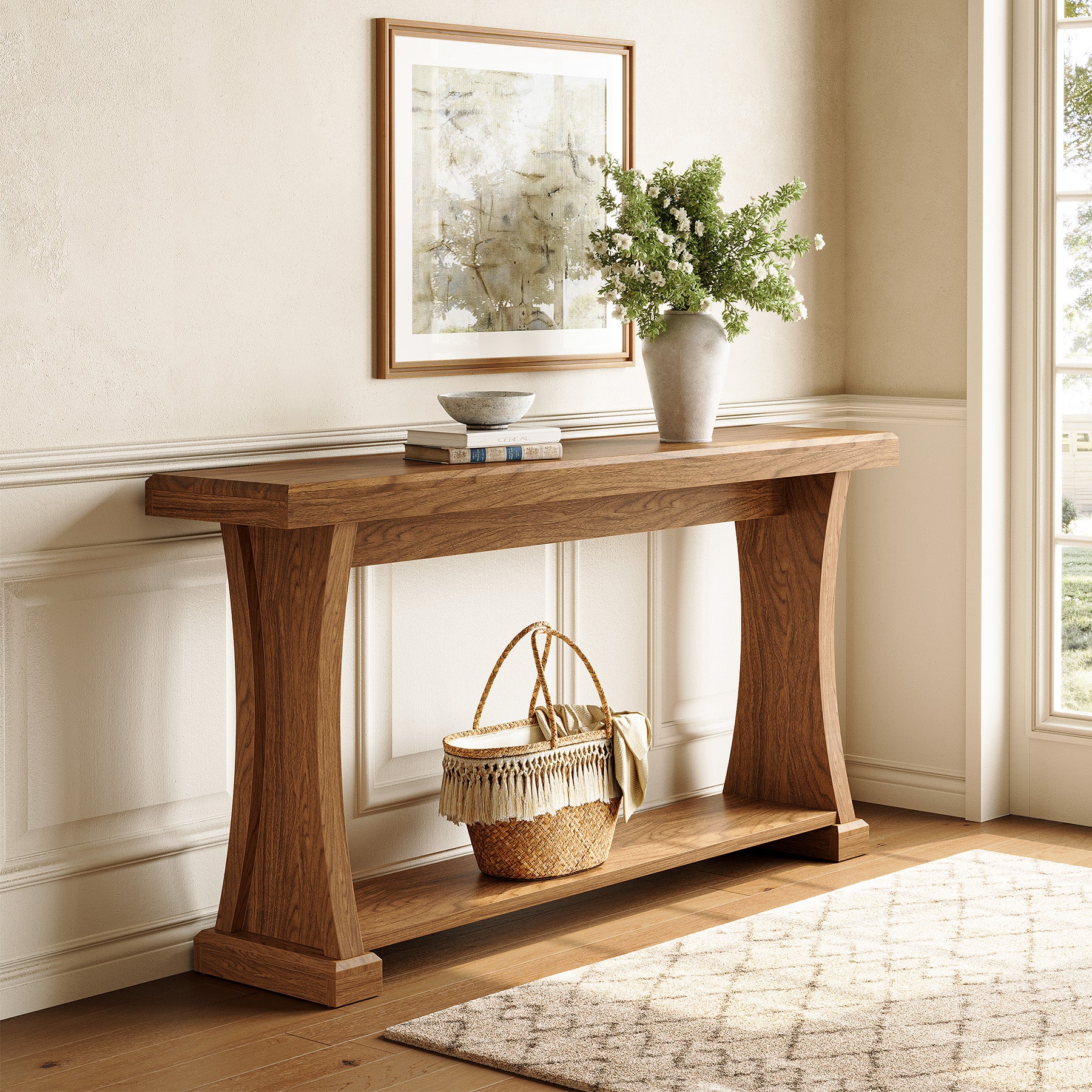 Tribesigns Tavolo consolle stretto da 160", tavolo d'ingresso a 2 ripiani per soggiorno