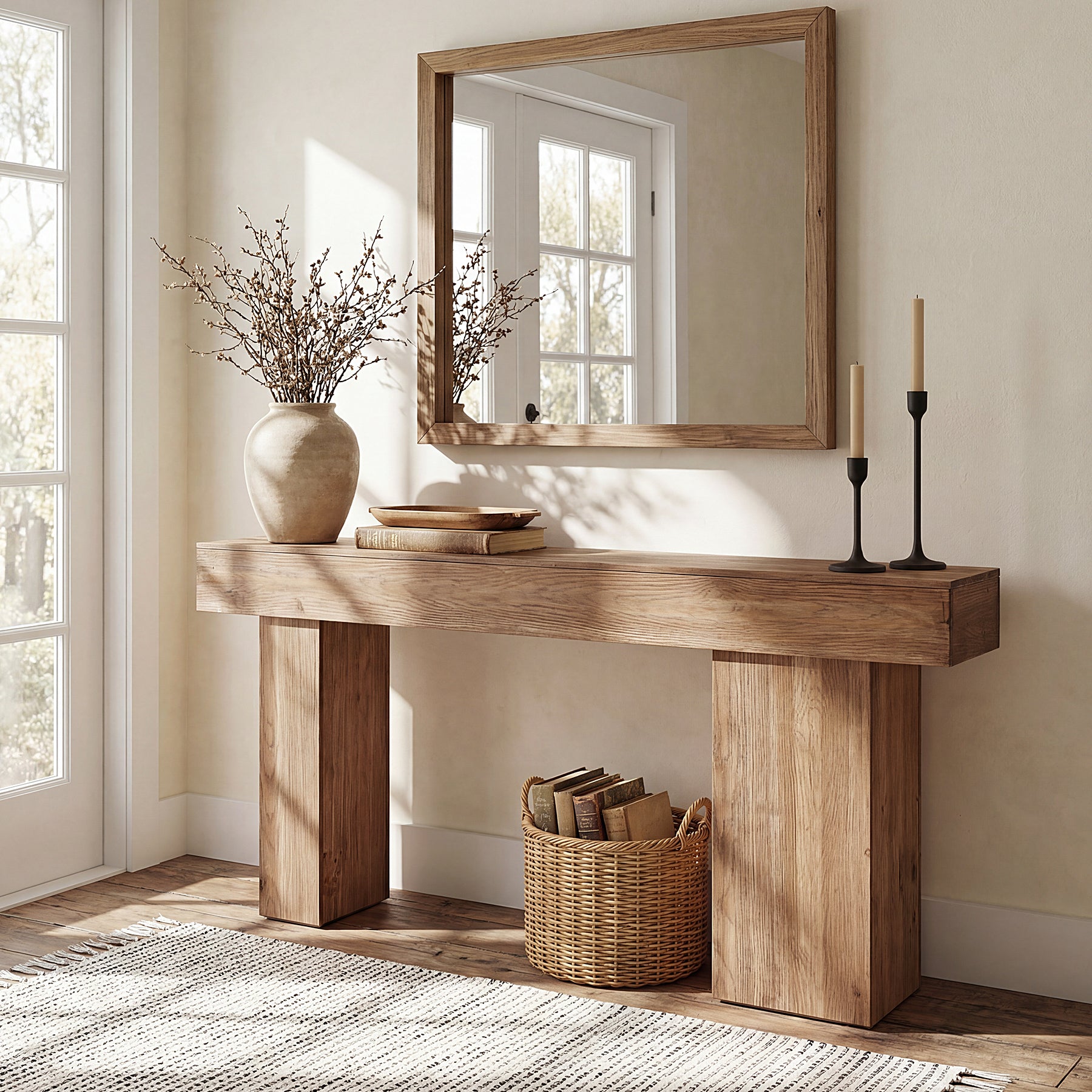 Tribeisgns Tavolo consolle da 160 cm, tavolino da divano in stile country in legno massello