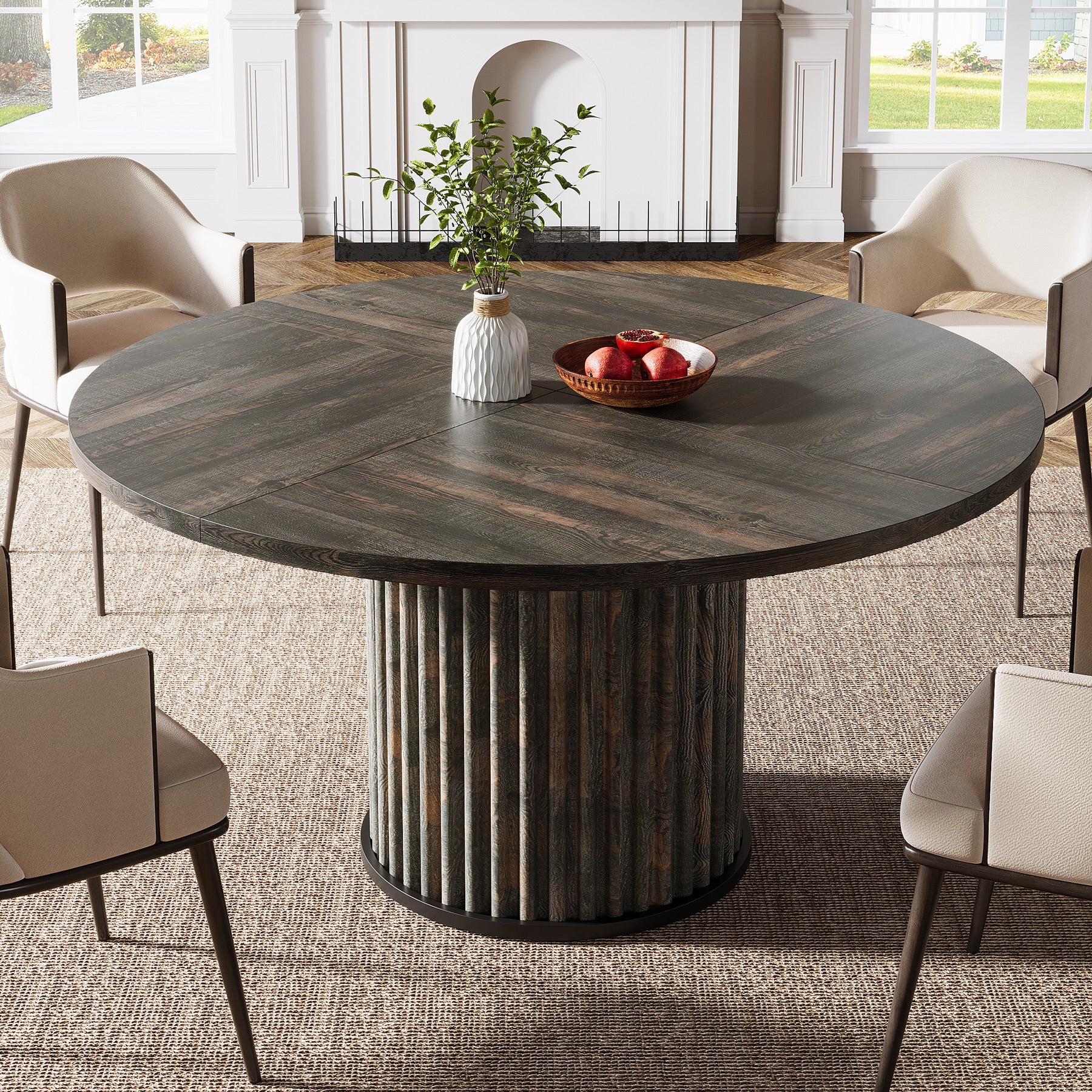 Tribesigns 120 cm Tavolo da pranzo, tavolo da cucina rotondo per 4-6 persone