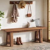 Tribesigns Panca in legno massello lunga 140 cm, Panca da ingresso in stile rustico in legno naturale 3