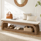 Panca Portascarpe Country Imbottita a 2 Livelli, 140 cm, per Ingresso 3