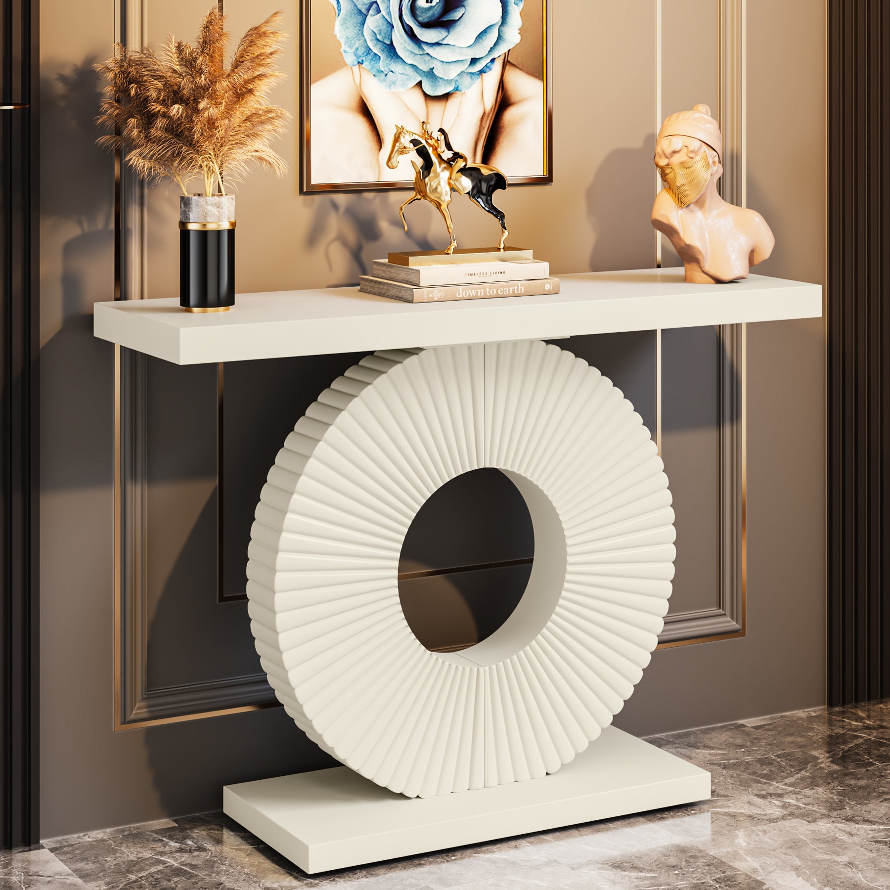 Tribesigns Tavolo consolle moderno, tavolo da ingresso con base geometrica