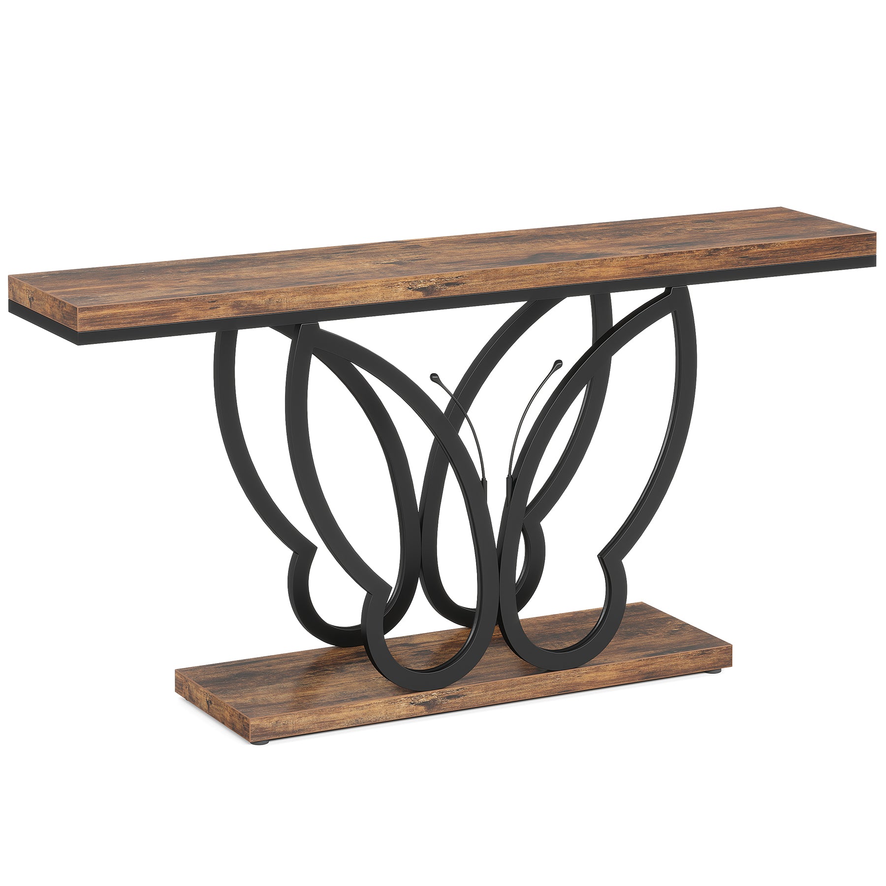 Tribesigns Tavolo consolle da fattoria, Tavolo da ingresso con struttura in metallo a farfalla