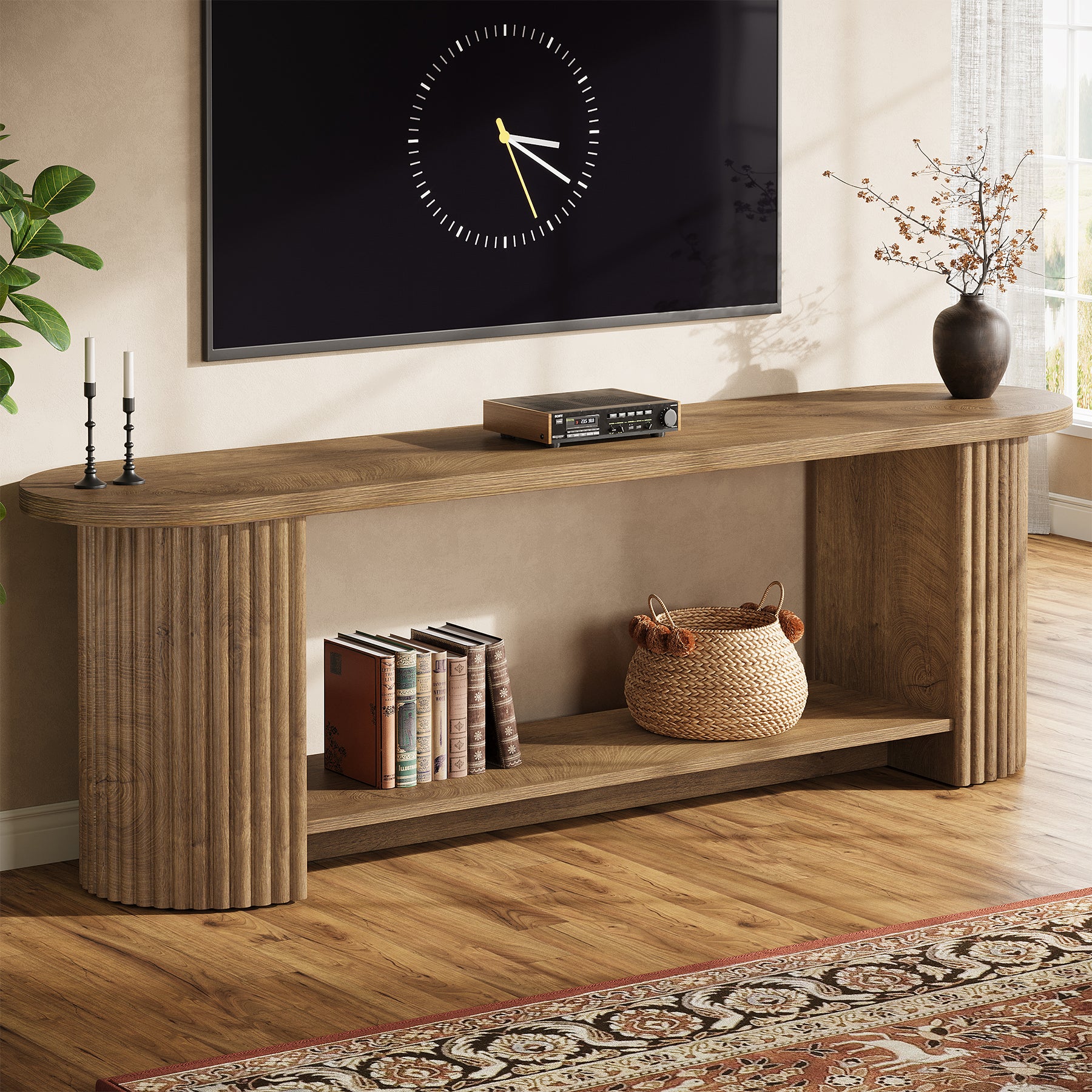 Tribesigns Mobile TV da 160 cm con design a coste, mobile multimediale rustico per soggiorno