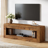 Tribesigns Mobile TV da 120 cm in legno massello con contenitore, mobile basso rustico per apparecchiature multimediali 3