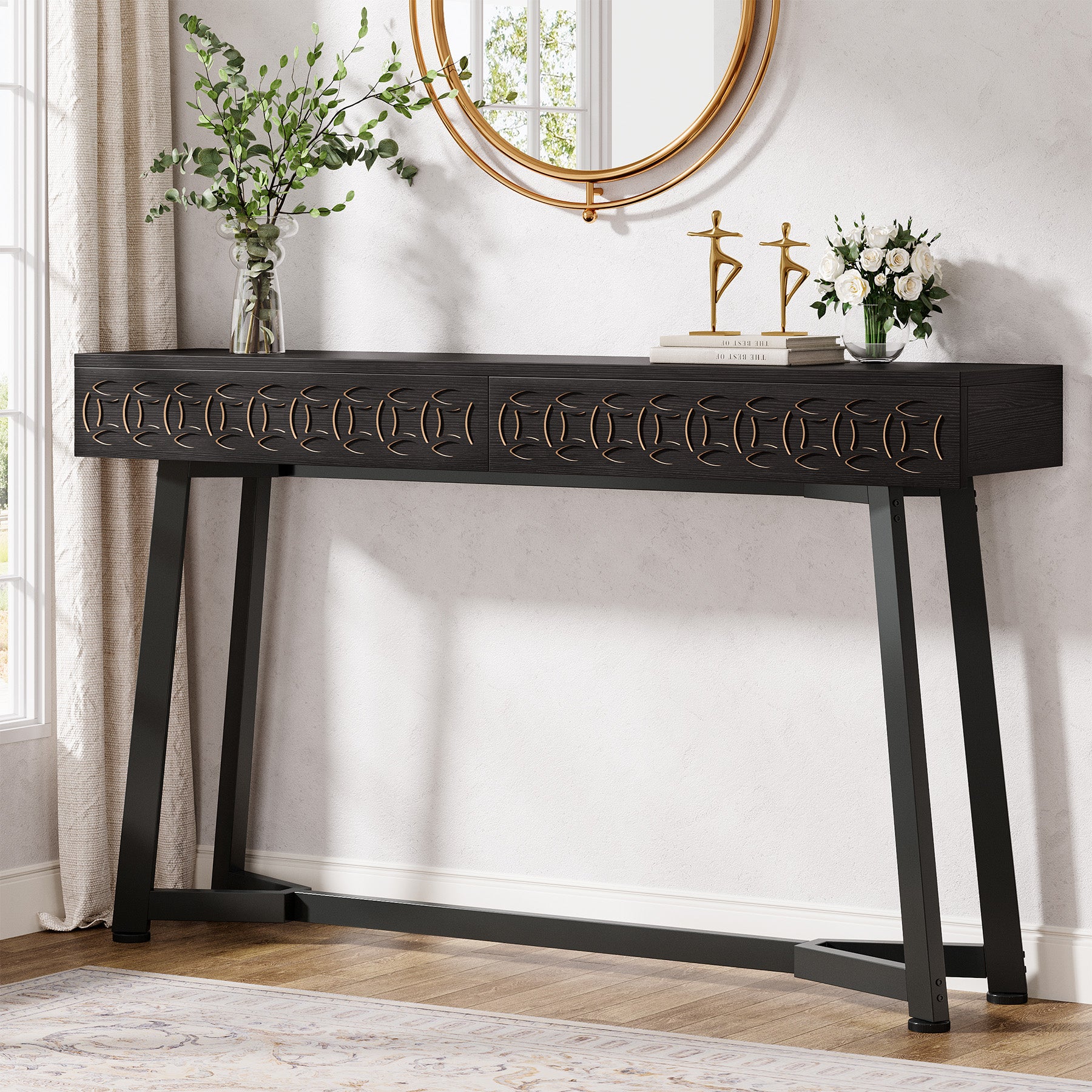 Tribesigns 140 cm Tavolo consolle, tavolo da ingresso con 2 cassetti
