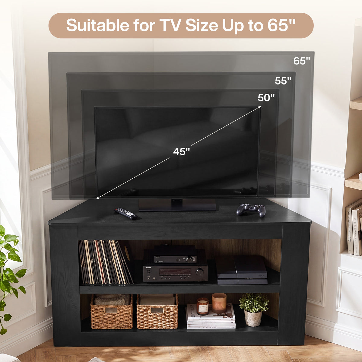 Mobile TV Angolare Trapezoidale a 2 Livelli, per Soggiorno