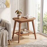 Tavolino Laterale Country in Legno Massello a 2 Ripiani con Angoli Arrotondati, 50 cm 3