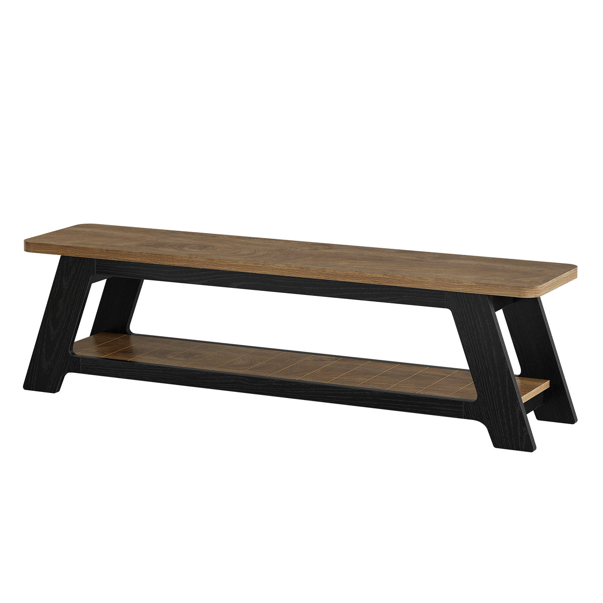 Panca Country in Legno con Ripiano Portascarpe, 160 cm, per Ingresso