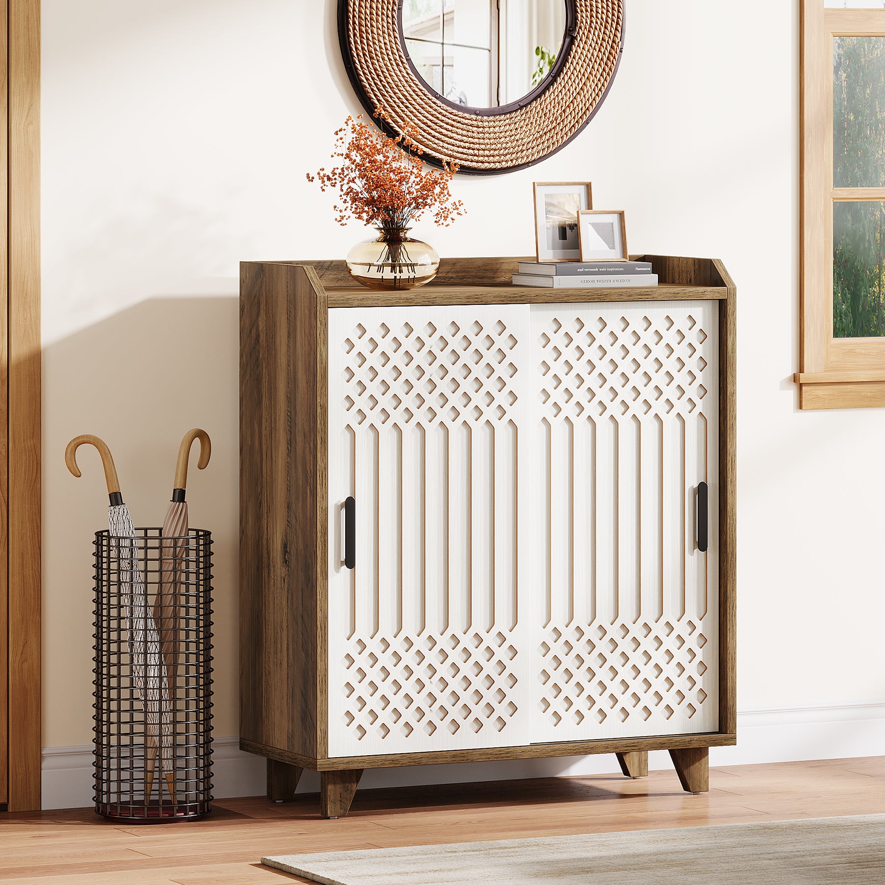 Tribesigns Scarpiera da 90 cm, moderno organizer con ante scorrevoli per scarpe