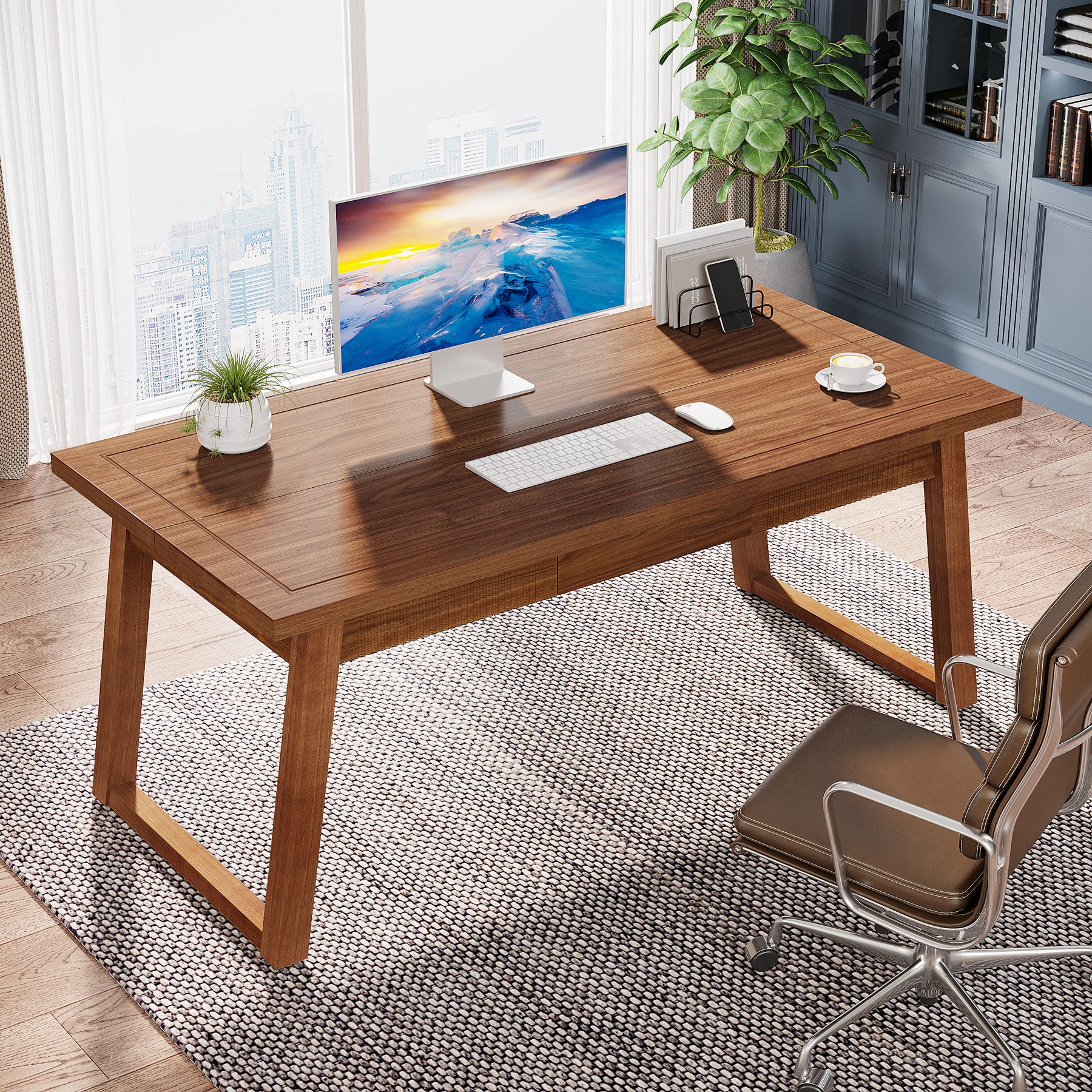 Tribesigns Executive Desk, scrivania per computer in legno, tavolo da studio con cassetto