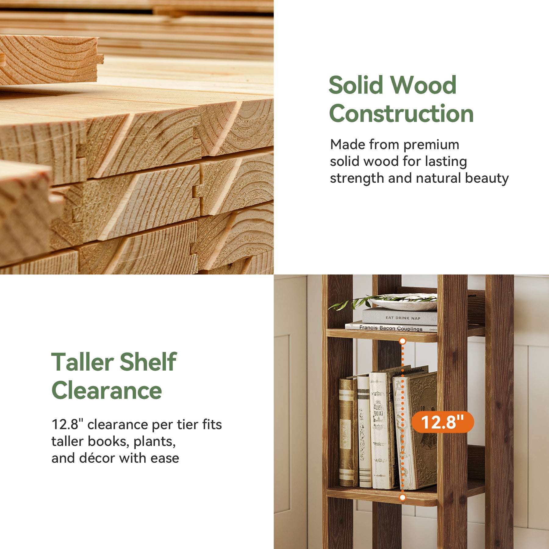 Tribesigns Libreria alta 180 cm, libreria stretta in legno a 6 ripiani con vano portaoggetti aperto