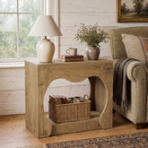 Tavolino Laterale Country a 2 Ripiani con Design Traforato Curvato, 70 cm 3