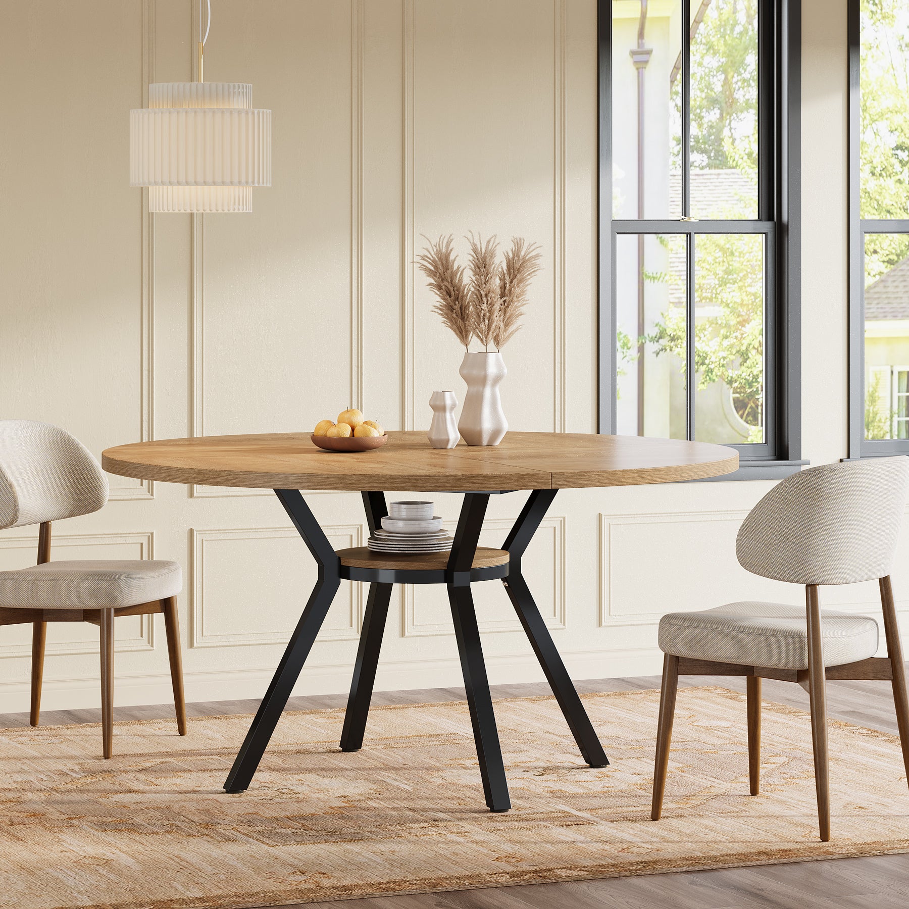 Tribesigns Tavolo da pranzo rotondo, tavolo da pranzo da cucina moderno da 120 cm per 4