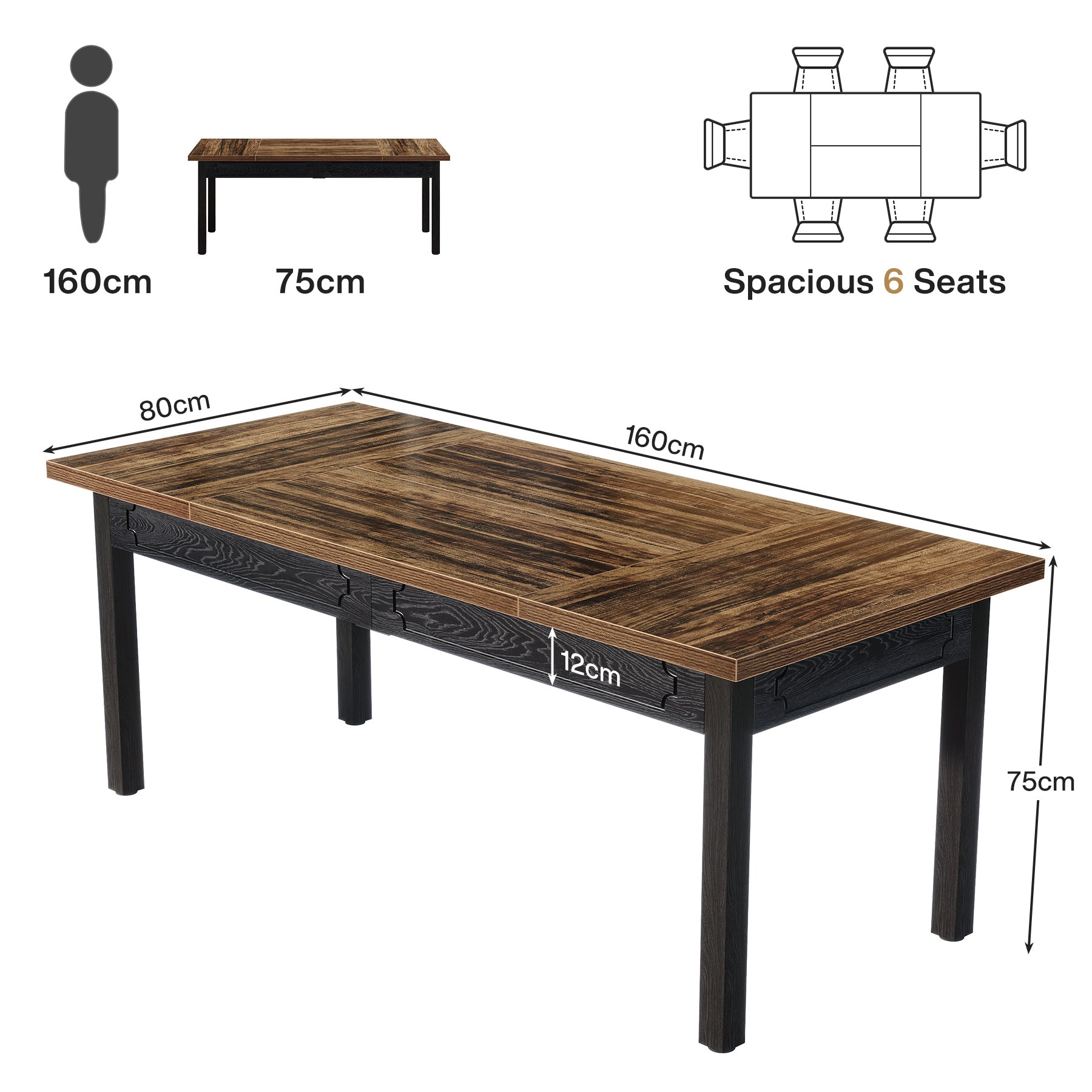 Tribesigns Tavolo da pranzo, tavolo da cucina da 160 cm per 4-6 persone
