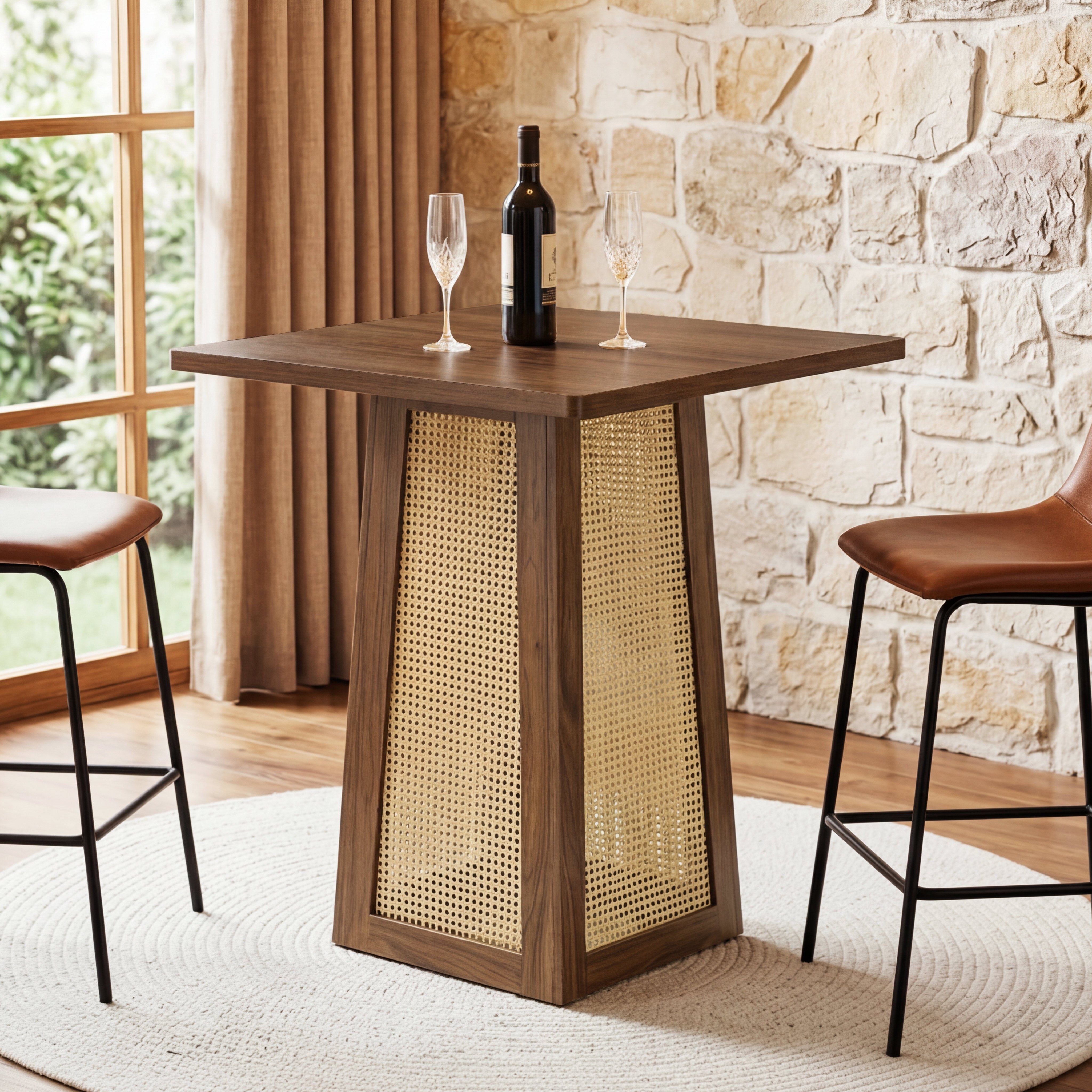 Tribesigns Tavolo da bistrot quadrato 80 x 80 cm, tavolo da pranzo con base centrale a piedistallo, ideale per un bar domestico