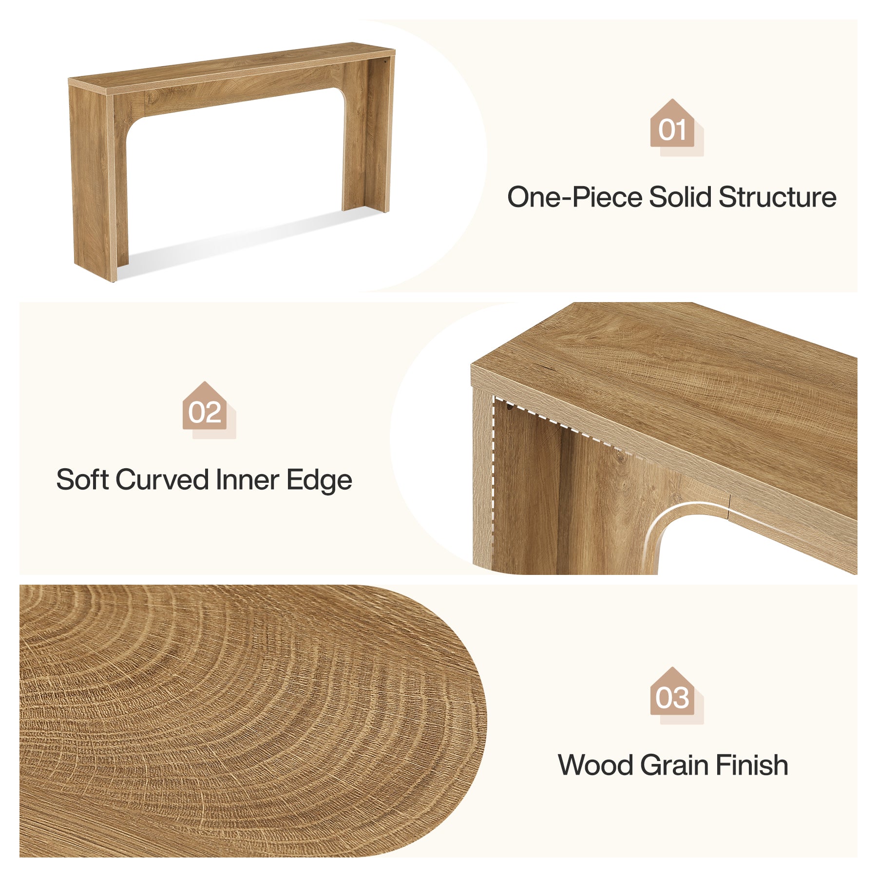 Tribesigns Consolle stretta da 160 cm, tavolo in legno per ingresso con base robusta per corridoio