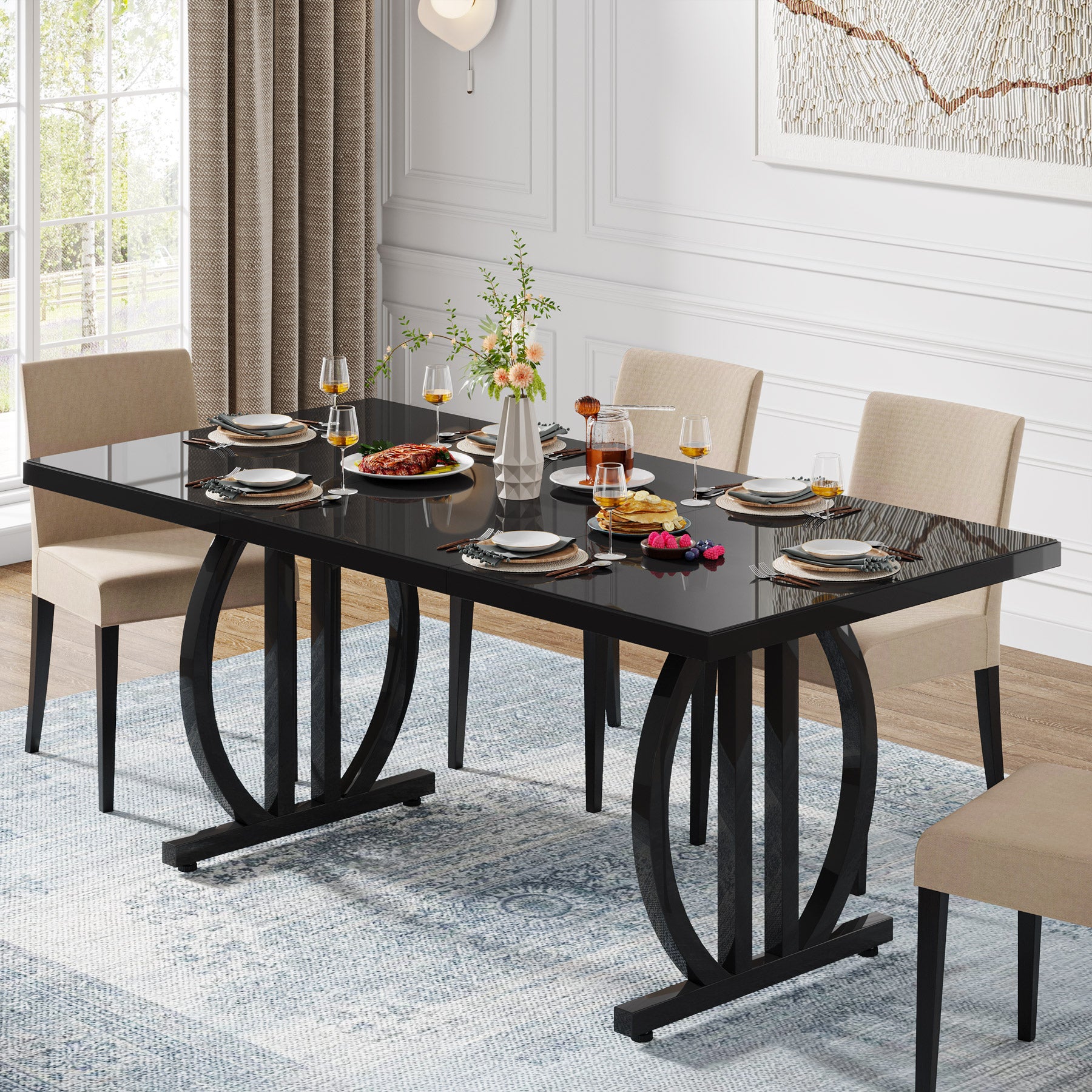 Tribesigns 160 cm tavolo da pranzo, tavolo da pranzo moderno per cucina per 4-6 persone