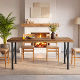 Tavolo da Pranzo Rustico in Legno Massello con Gambe in Metallo, 160 cm 3