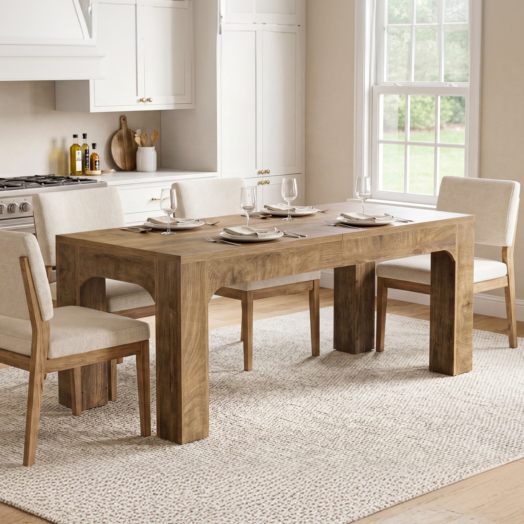 Tavolo da Pranzo Rettangolare Country in Legno con Gambe Robuste, 180 cm, per 4-6 Persone