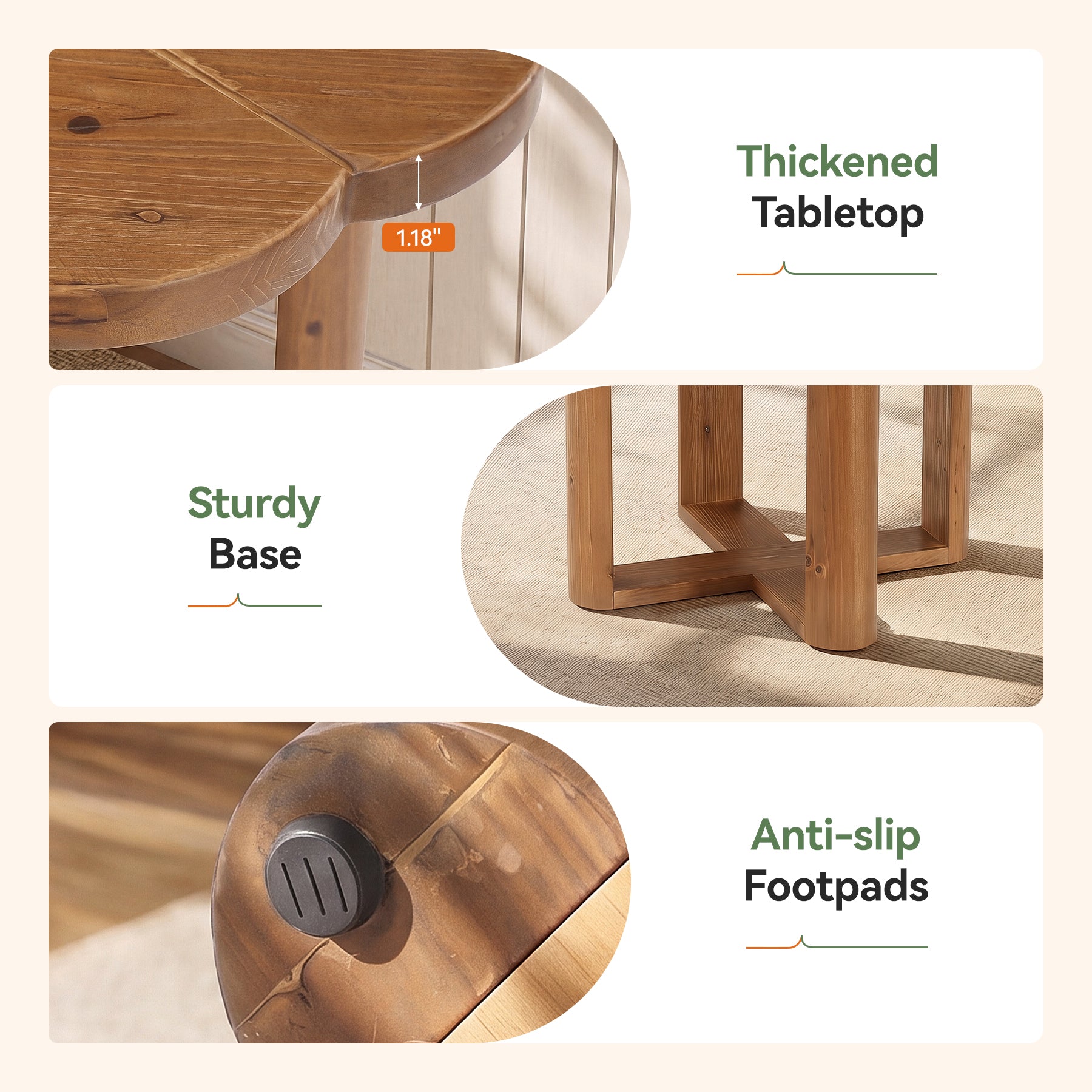 Tribesigns Tavolo da pranzo rotondo in legno massello, Tavolo da cucina da 80 cm per 2-4 persone