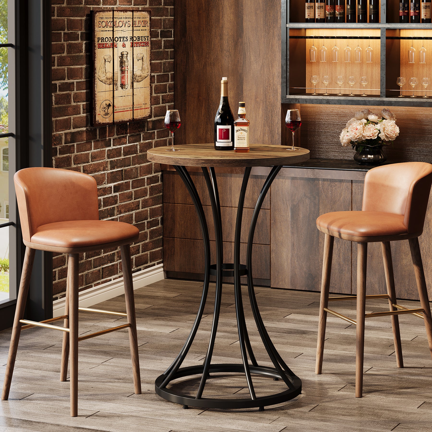 Tribesigns 95 cm Tavolo da bar, tavolo da bar rotondo alto supporto per cocktail e pub