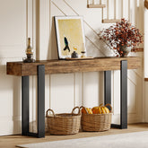 Tribesigns Consolle in legno massello, tavolino da divano con gambe in metallo (160 x 30 cm) 3