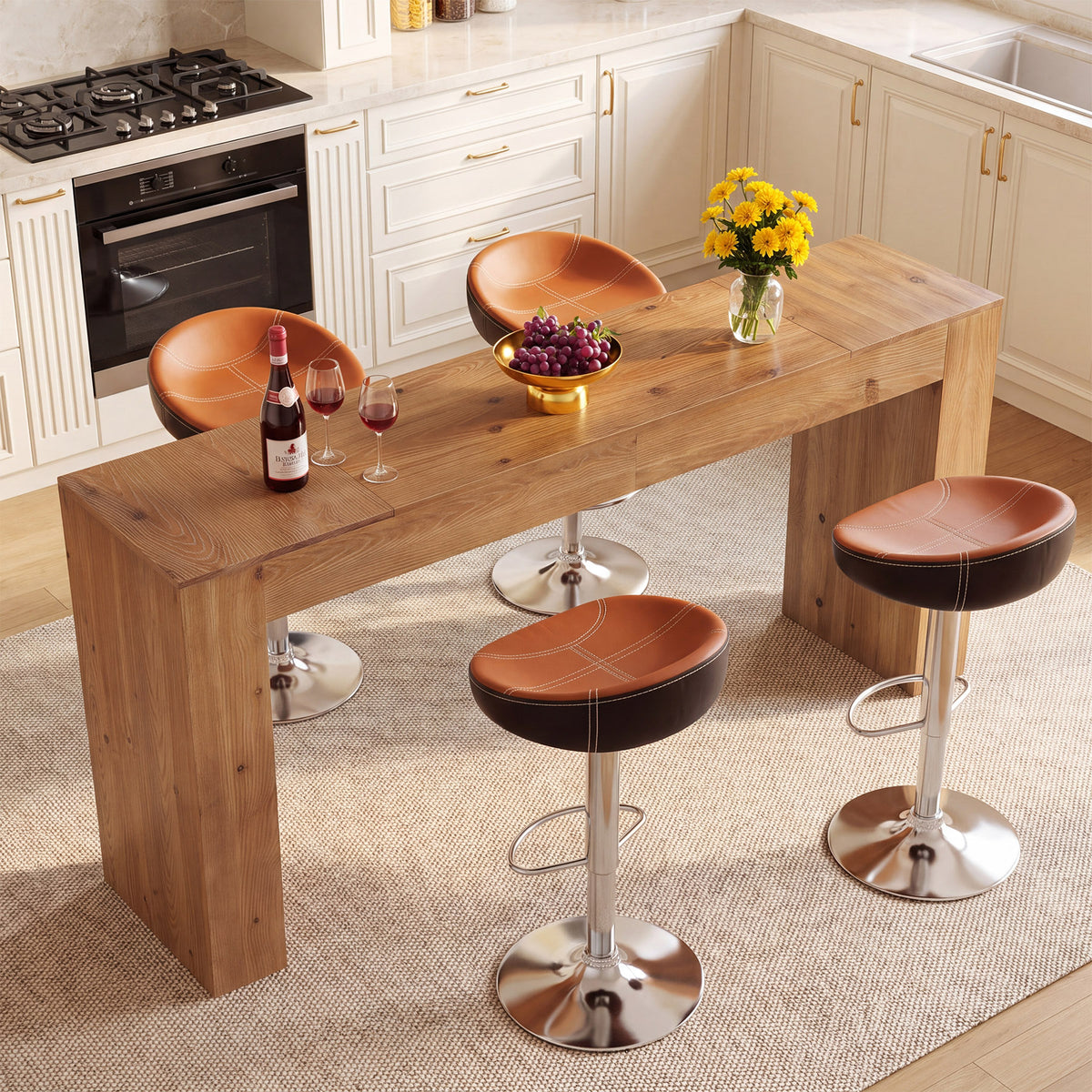 Tavolo da Bar Country in Legno Massello, 180 cm