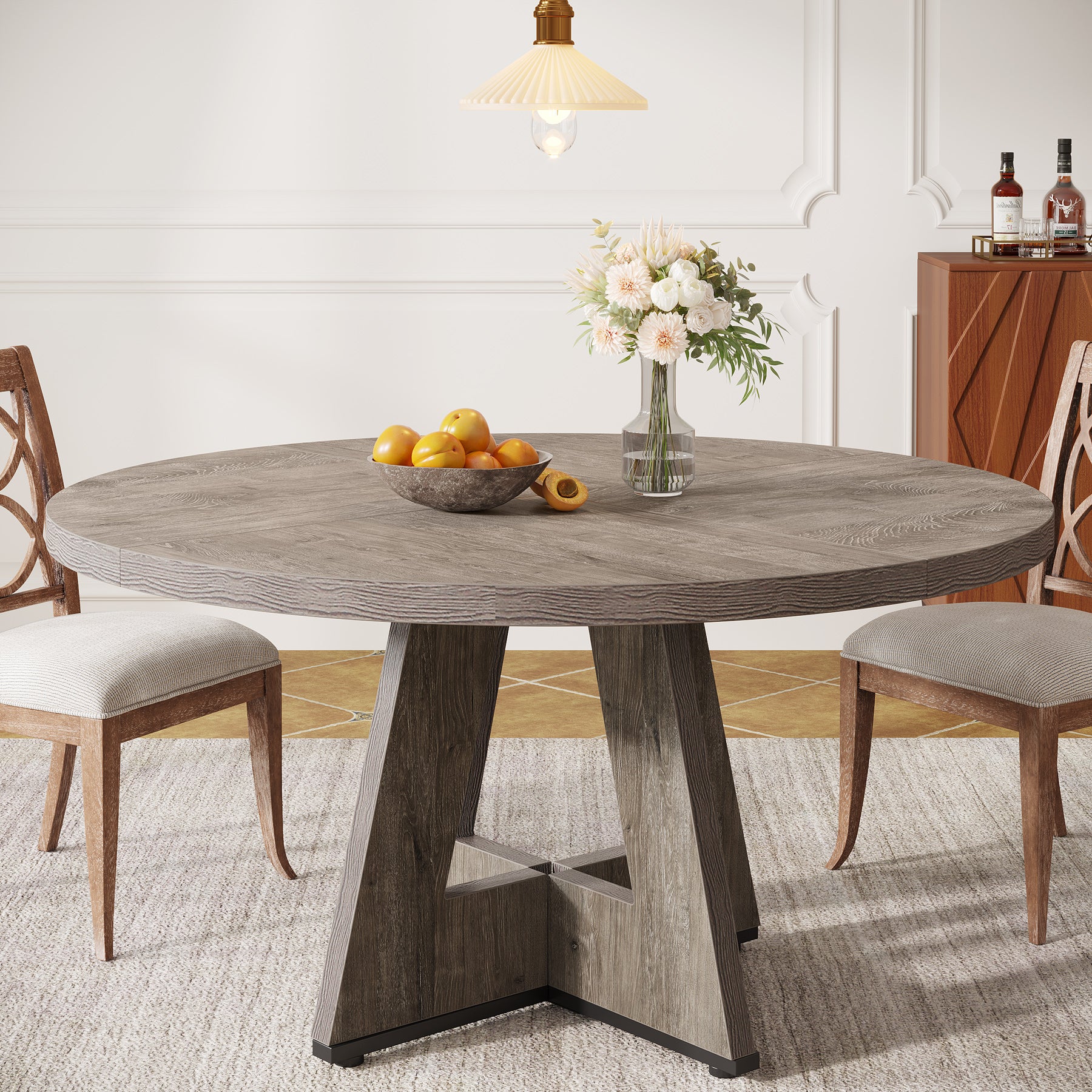 Tribesigns Tavolo da pranzo, 120 cm rotondo da cucina per 4 persone