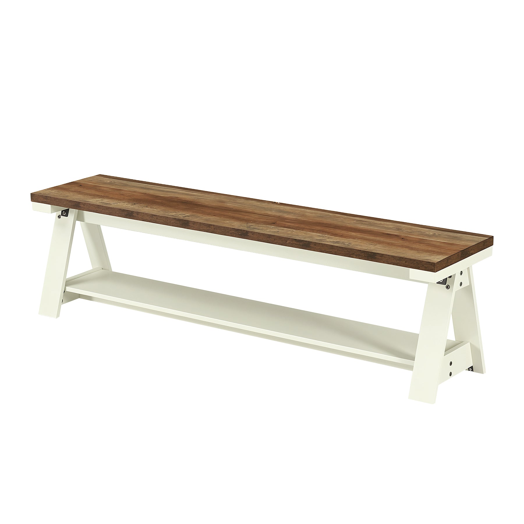 Tribesigns Panca in legno da 150 cm con ripiano, panca a due livelli per l'ingresso e panca da letto