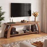 Mobile TV Country in Legno Massello a 2 Ripiani, 160 cm, per TV fino a 75", per Soggiorno 3