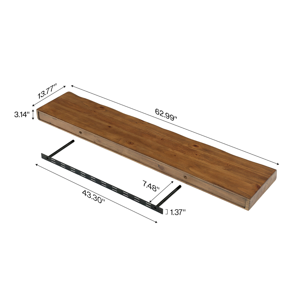 Mobile TV Sospeso in Legno Massello con Vano Contenitore, 160 cm, per TV fino a 65"