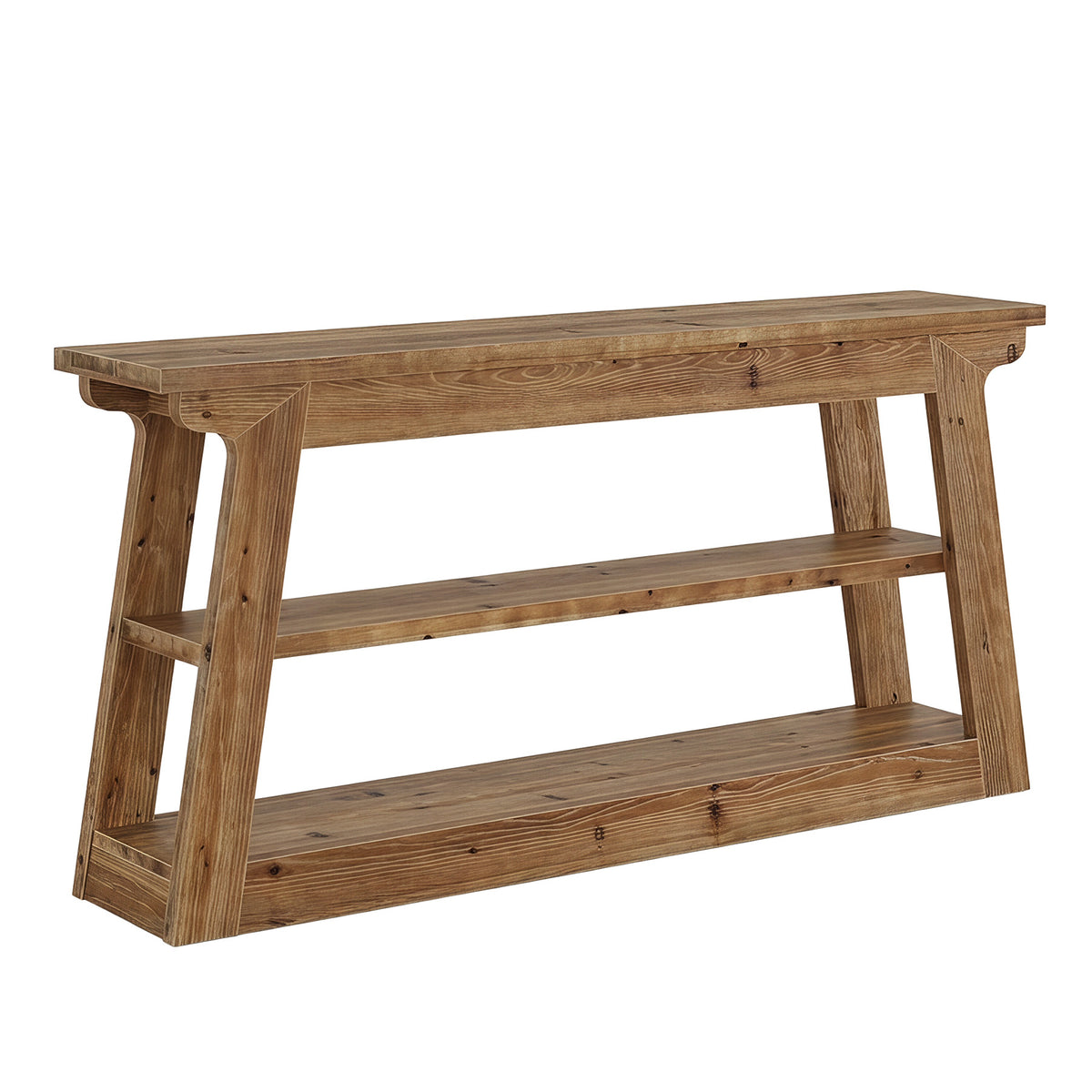 Consolle Country in Legno Massello a 3 Ripiani, 160 cm, per Ingresso e Soggiorno