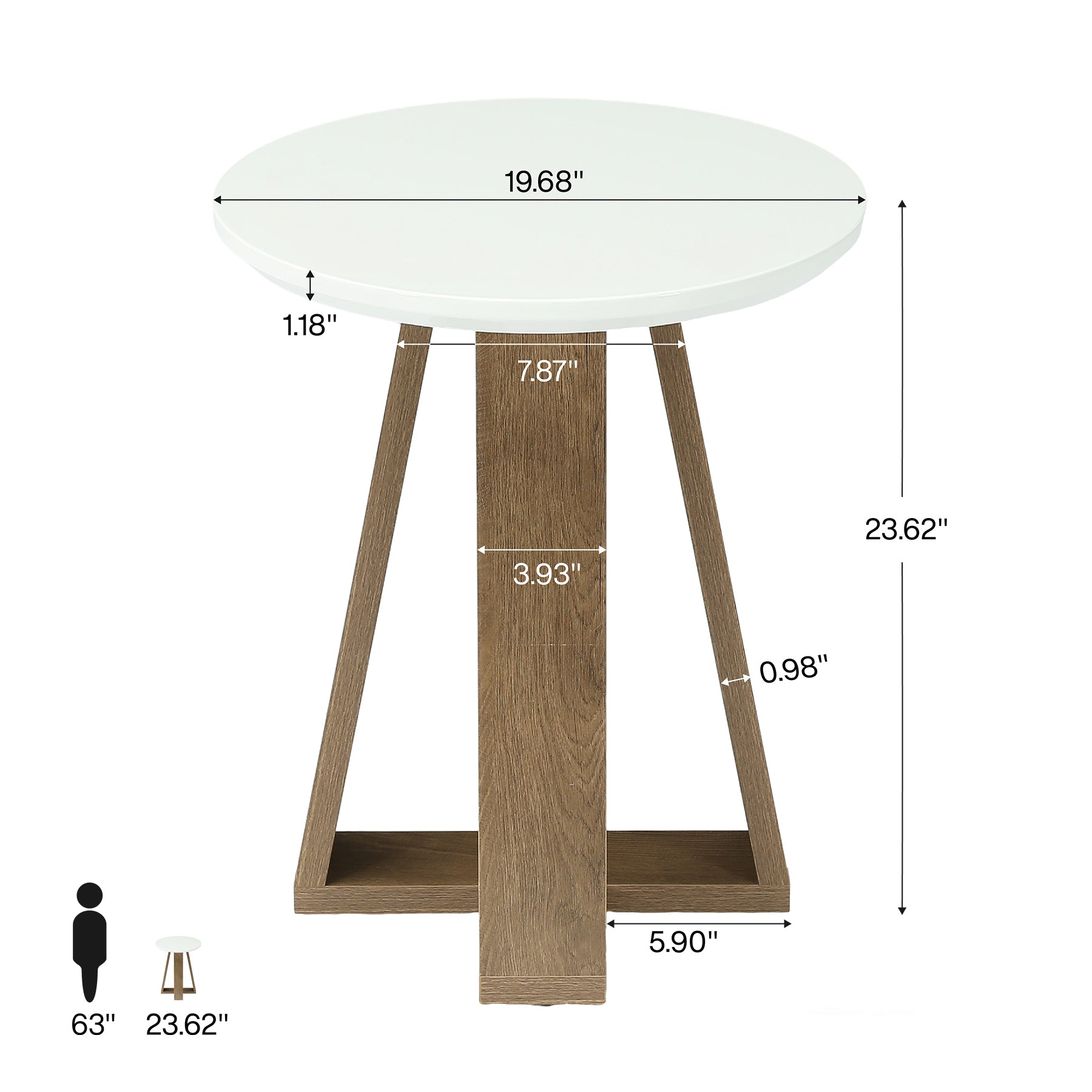 Tribesigns Tavolino rotondo da 50 cm, tavolino d'appoggio moderno per il soggiorno
