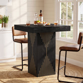 Tavolo Alto da Bar Quadrato con Base a Colonna, 80 x 80 cm, per Cucina e Soggiorno 3