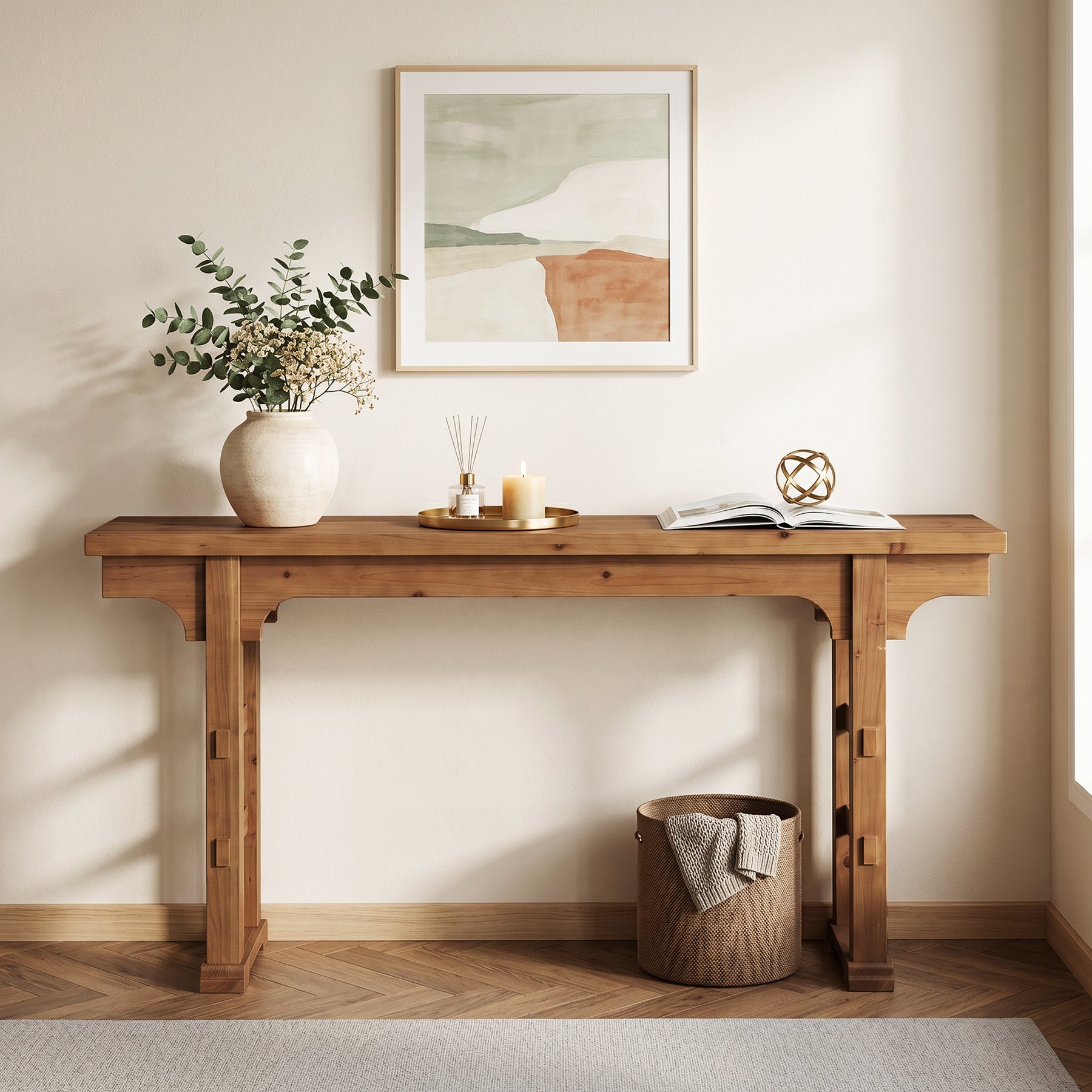 Tribesigns Consolle da Ingresso Industriale in Legno e Metallo, Piano Sottile 160 x 30 x 85 cm