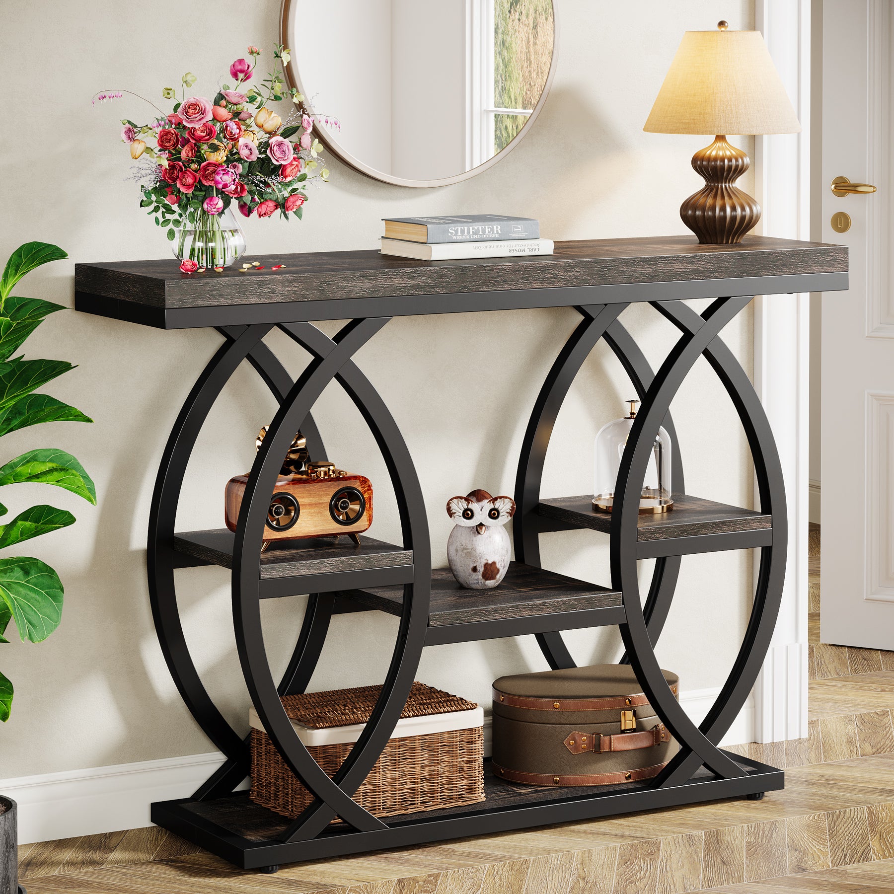 Tribesigns Tavolo consolle, tavolo da ingresso con 4 ripiani portaoggetti