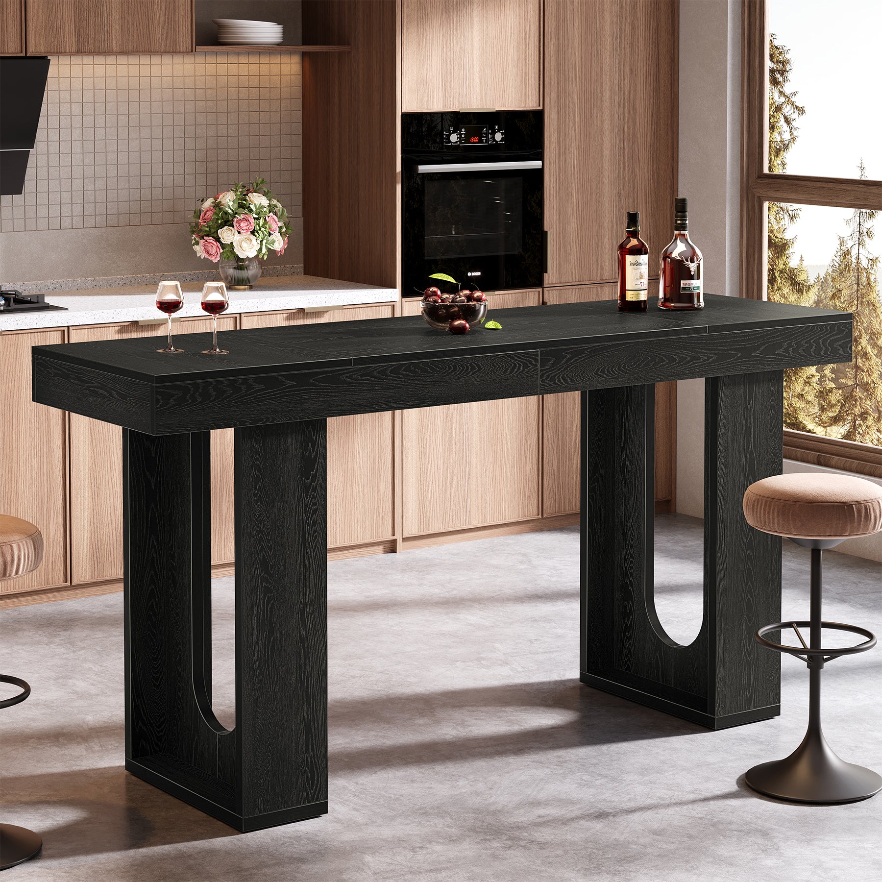 Tribesigns Tavolo Bar Rettangolare con Gambe Robuste, 180 x 50 x 85 cm, per Cucina