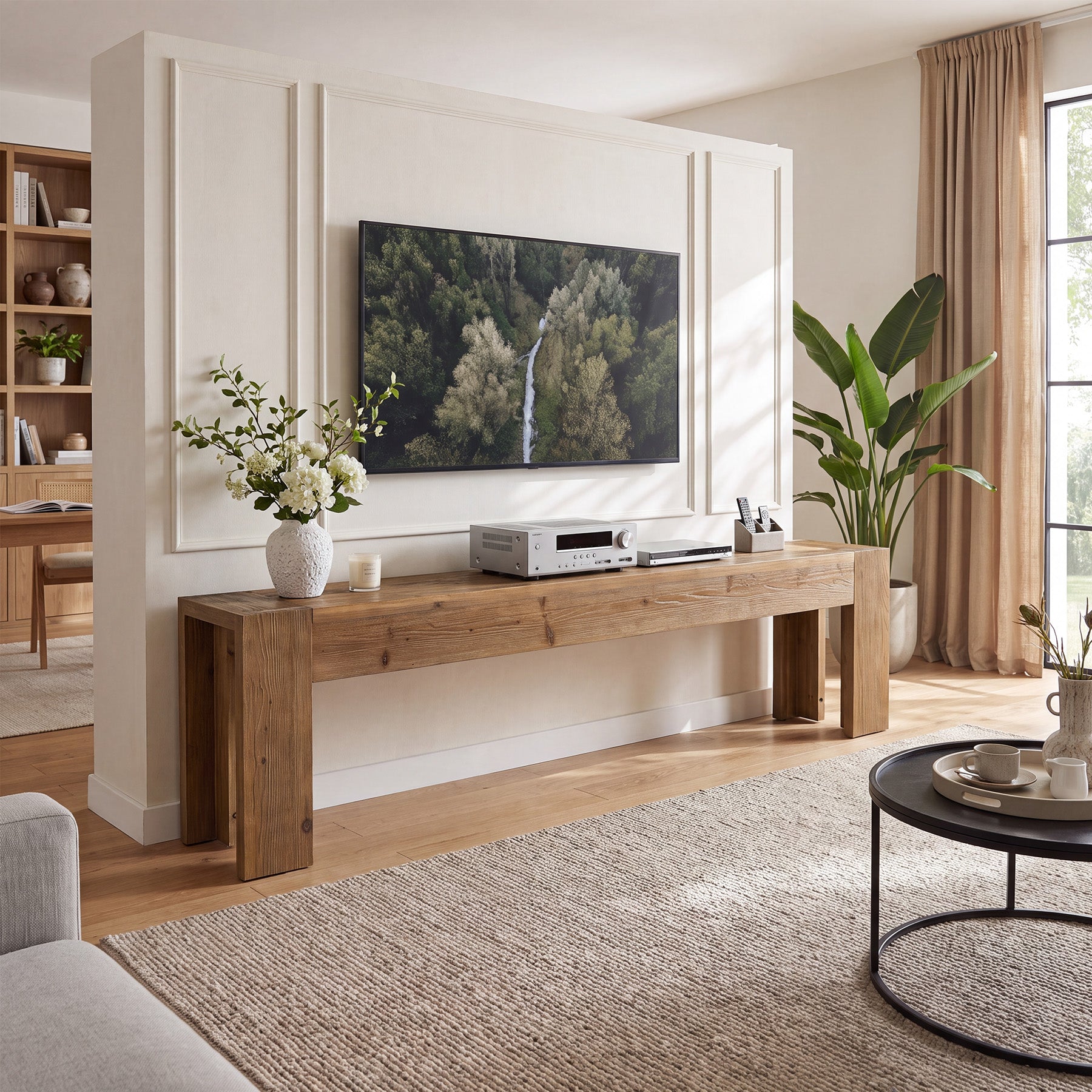 Mobile TV Country in Legno Massello, 180 cm, per Soggiorno