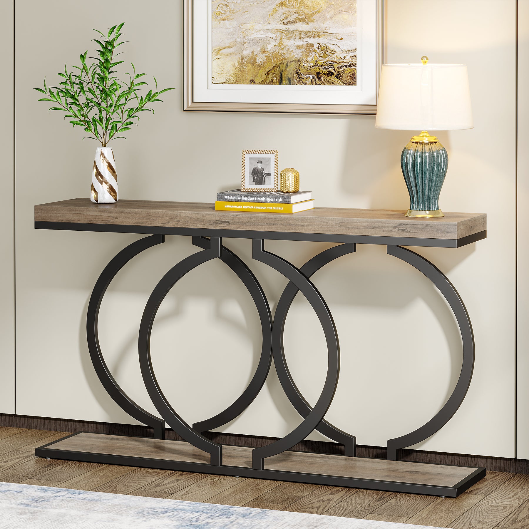Tribesigns O Shape Console Table, 140 cm Faux Marmo Divano Ingresso Tavolo