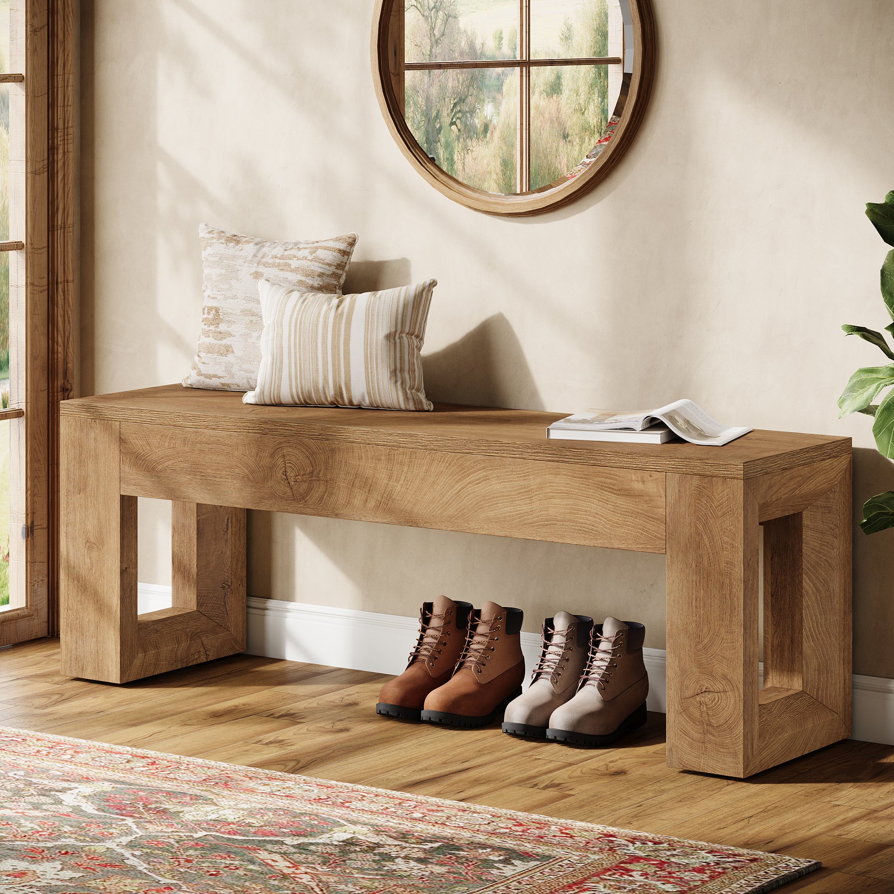 Panca Country in MDF, 120 cm, per Sala da Pranzo e Camera da Letto