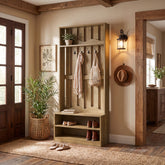 Albero della Sala Country con Panca e 4 Ganci Appendiabiti, H 182 cm 3