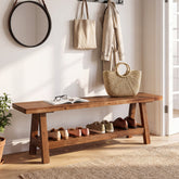 Panca in Legno Massello con Vano Contenitore e Pannello Protettivo, 140 cm 3