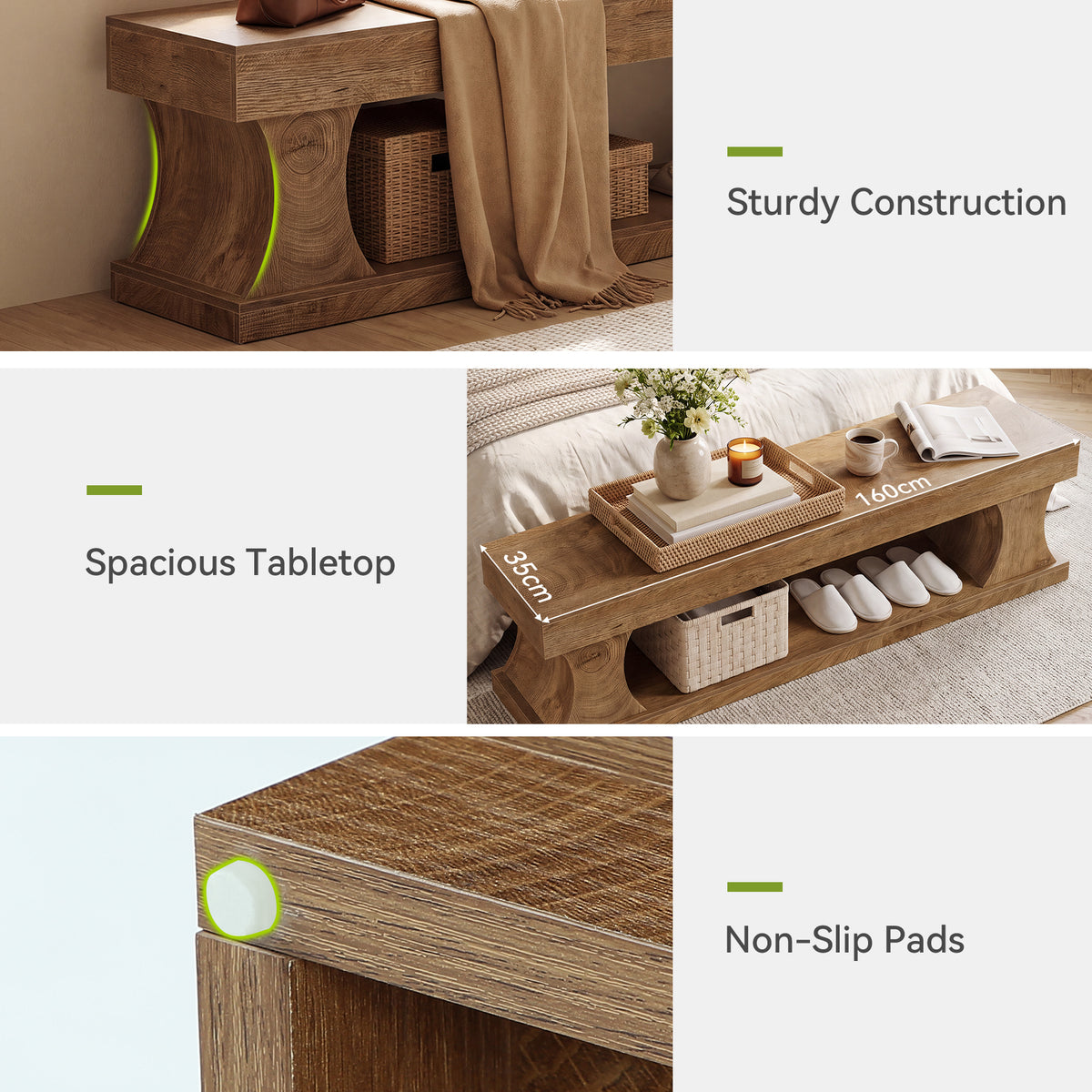 Panca Portascarpe in MDF con Seduta, 160 cm, per Ingresso