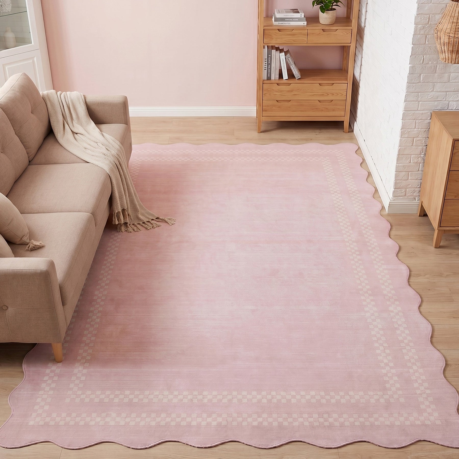 Tribesigns Tappeto geometrico minimalista con bordo smerlato, 160 x 230 cm/200 x 300 cm Tappeto smerlato lavabile